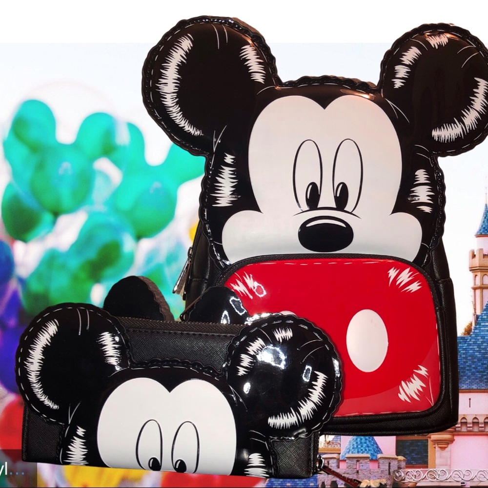 DISNEY MICKEY &MINNIE BALLOON MINI BACKPACK&WALLET